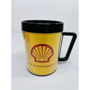 Vintage Shell Oil Advertising Coffee Mug SAFETY IS EVERYONES JOB PLASTIC